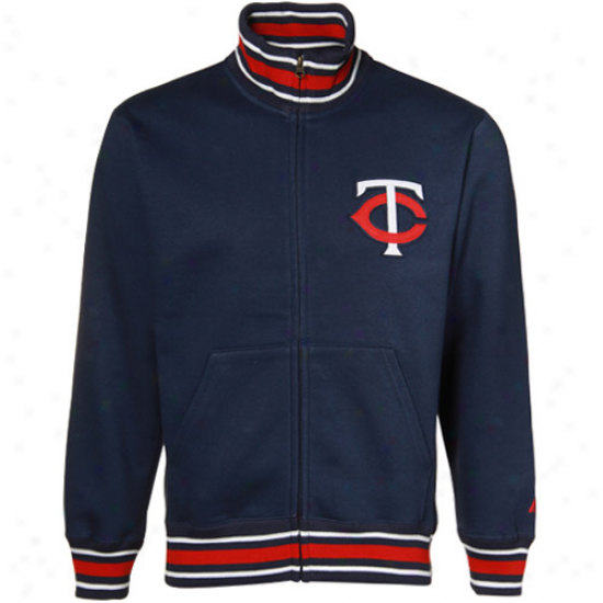 Majestic Minnesota Twins Navu Blue Clu5ch Hitter Full Zip Track Jacket