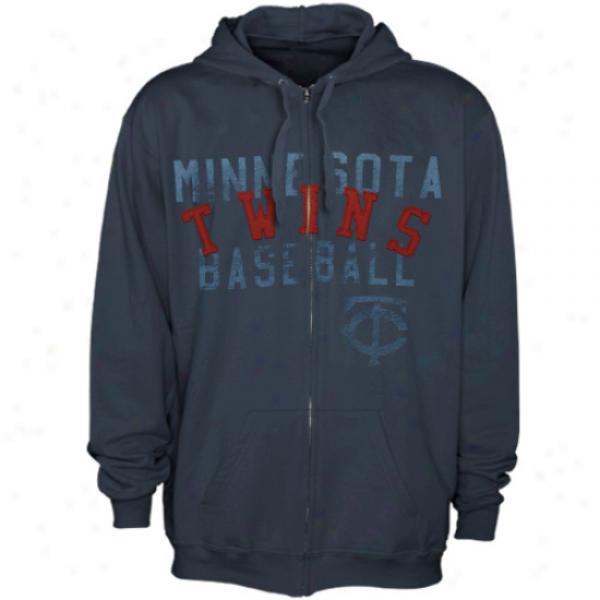 Majestic Minnesota Twins Navy Blue Fiery Fastball Full Zip Hoodie Sweatshirt