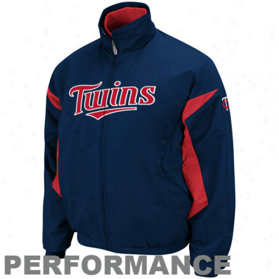 Majestic Minnesota Twins Nvay Blue-red Therma Base Performance Triple Peak Premier Full Zip Jacket