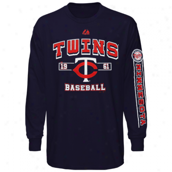 Majestic Minnesota Twins Pas Time Original Long Sleeve T-shirt - Navy Pedantic 