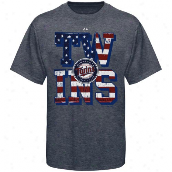 Majestic Minnesota Twins Star Spangled Heathered T-shirt - Navy Blue