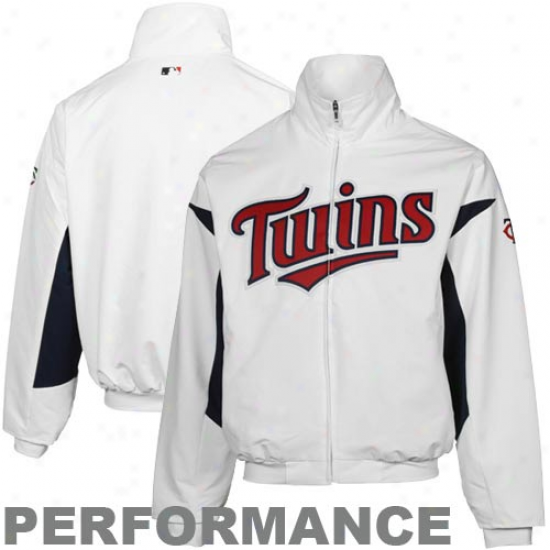 Majestic Minnesota Twins White-navy Therma Base Triple Peak Premier Performance Quite Zip Jacket