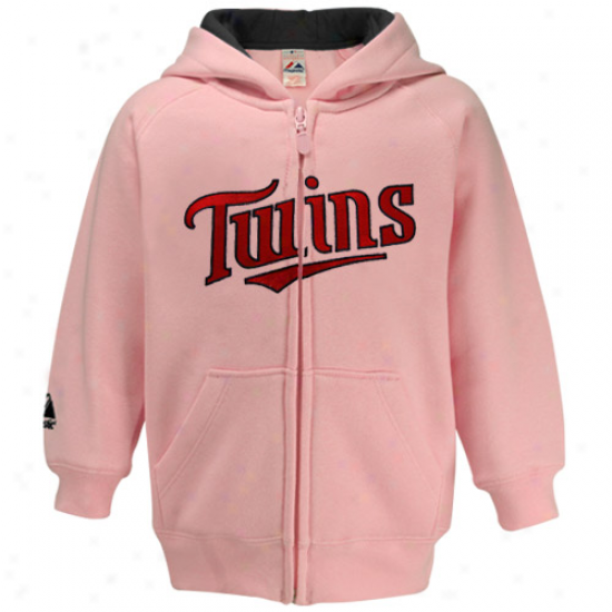 Majestic Minnesota Twins Youth Girls Pink Full Zip Hoody Sweatshirt