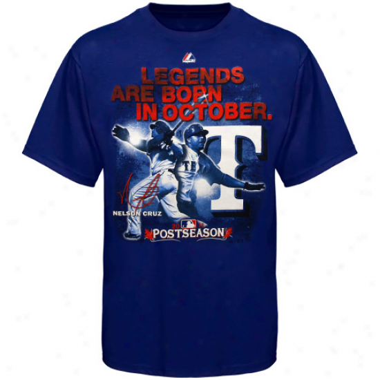 Majestic Nelson Cruz Texas Rangers October Legend T-shirt - Royal Blue