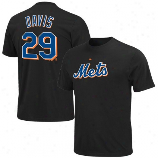 Majestic New York Mets #29 Ike Davis Youth Black Player T-shirt