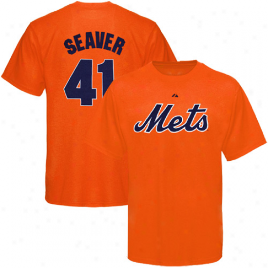 Majestic New York Mets #41 Tom Seaver Orange Player T-shirt