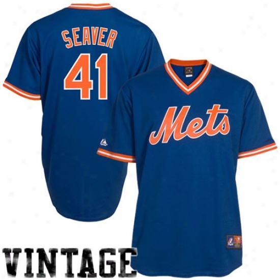 Majestic New York Mets #41 Tom Seaver Royal Blue Cooperstown Collection Jersey