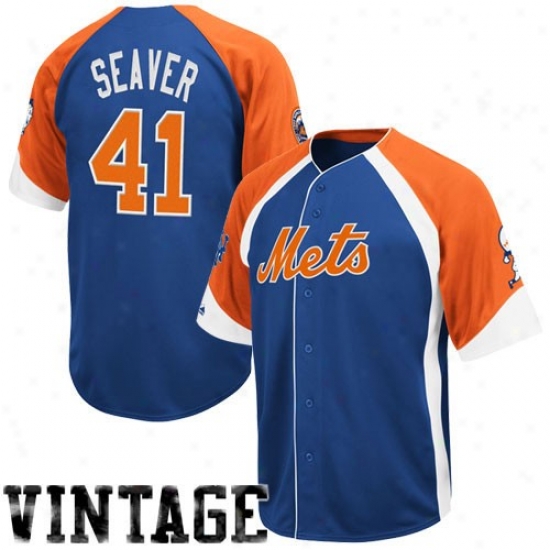 Majestic New York Mets #41 Tom Seaver Royal Blue-orange Wheelhouse Player Baseball Jersey