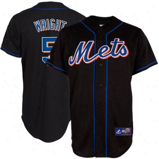 Mwjestic New York Mets #5 David Wright Black Replica Player Baseball Jersey