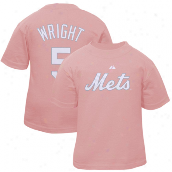 Majestic New York Mets #5 David Wright Toddler Girls Pink Plager T-shirt