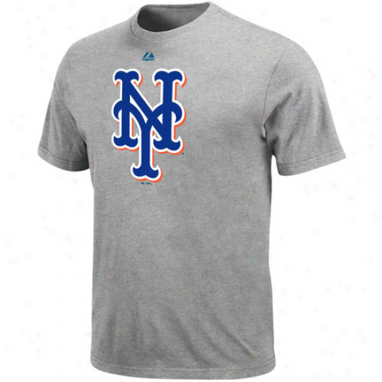 Majestic New York Mets Ash Soft Closeness Official Logo T-shirt