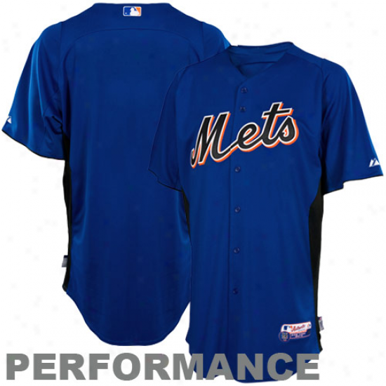 Majestic New York Mets Batting Exercise  Performance Jersey - Royal Blue-black