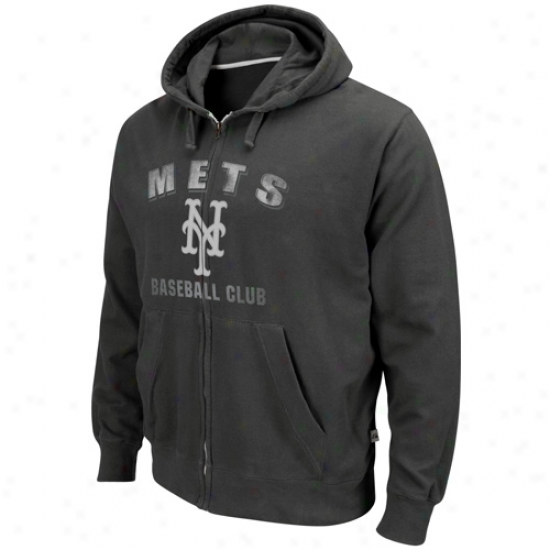 Majestic New York Mets Black Precision Play Full Zip Hoody Sweatshirt