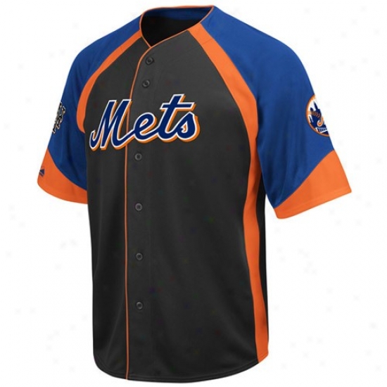 Majestic New York Mets Black-royal Blue Wheelhouse Cooperstown Baseball Jersey