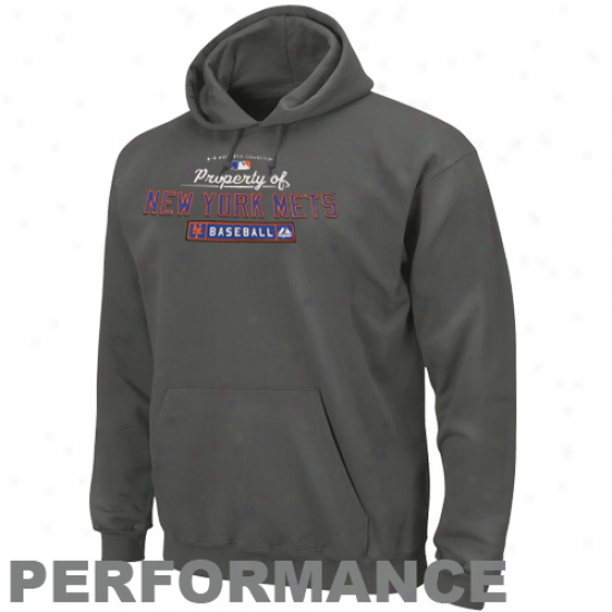 Majestic Neww York Mets Charcoal Property Of Performance Hoody Sweatshirt