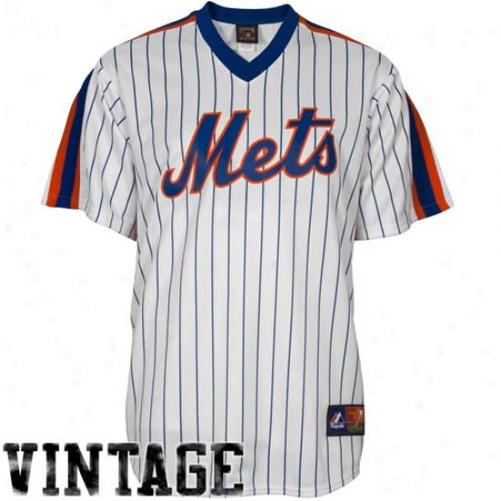 Majestic New York Mets Cooperstown Throwback Replica Jersey-white