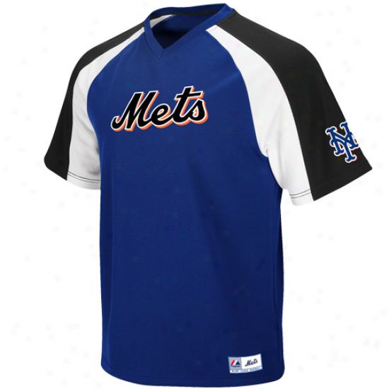 Majestic New York Mets Crusader Pullover Jersey - Royal Blue