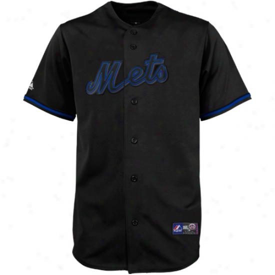 Majestic New York Mets Fashion Replica Bassball Jersey - Black