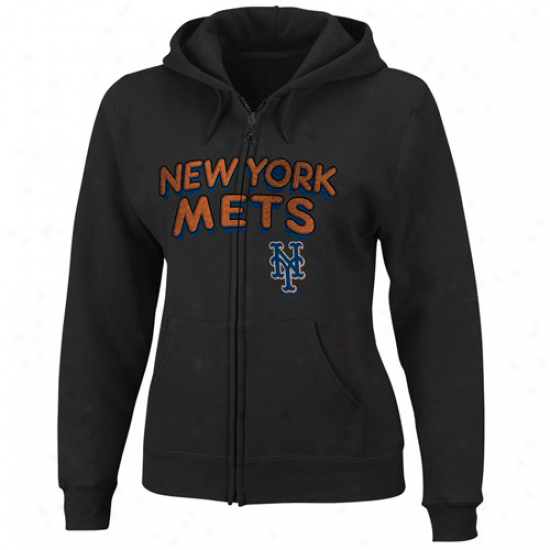 Majestic eN York Mets Ladies Wicked Instant Replay Full Zip Hoody Sweatshirt