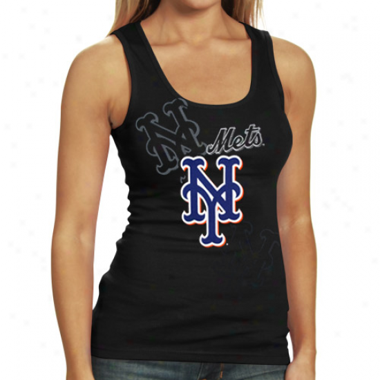 Majestic New York Mets Ladies Black Pearl Tank Top