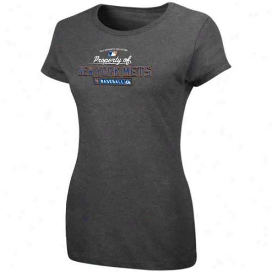 Majestic New York Mets Ladies Charcoal Property Of T-shirt