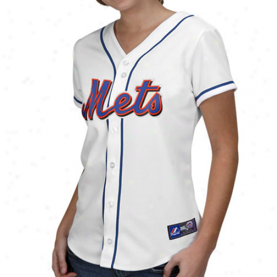 Majestic New York Mets Ladies Replica Jersey - White