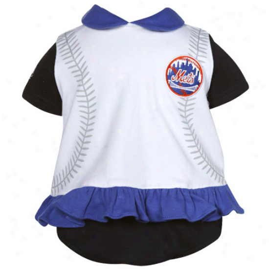 Majestic New York Mets Newborn Girls Tri-color Ruffled 2-piece Suit