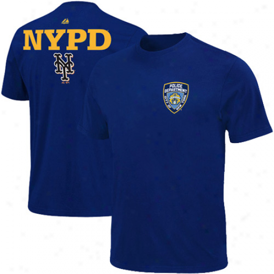 Majestic New York Mets ''nypd'' Logo T-shirt - Navy Livid