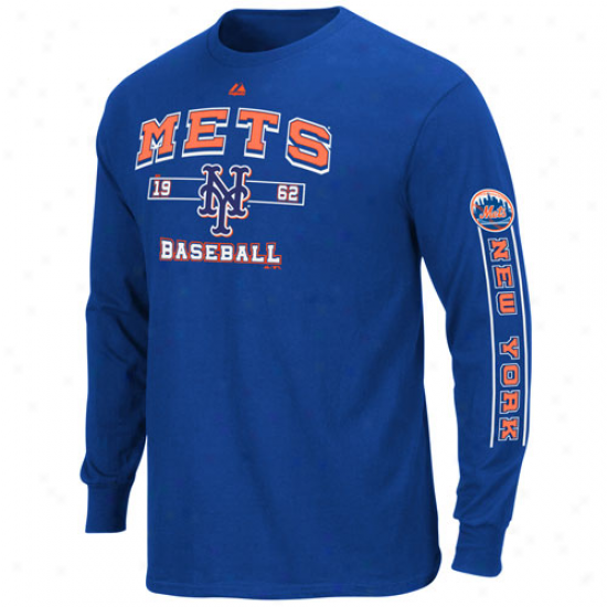 Majestic New York Mets Past Life Original Long Sleeve T-shirt - Royal Blue