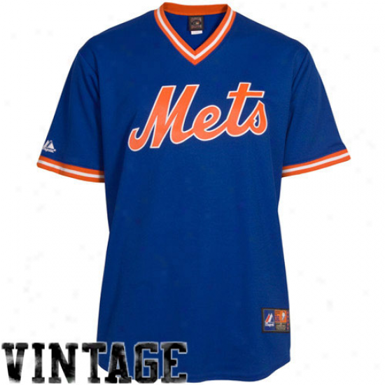 Majestic New York Mets Replica Cooperstown Throwback Jersey-royal Blue