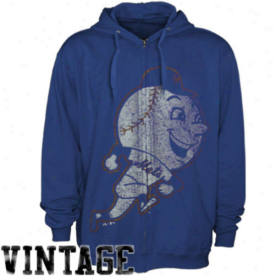 Majestic New York Mets Royal Blue Built Tough Cooperstown Full Zip Hoodie Sweatshirt