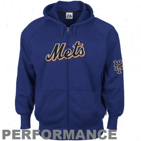Majestic New York Mets Royal Blue Gaining Ground Performance Full Zip Hoody Sweatshirt