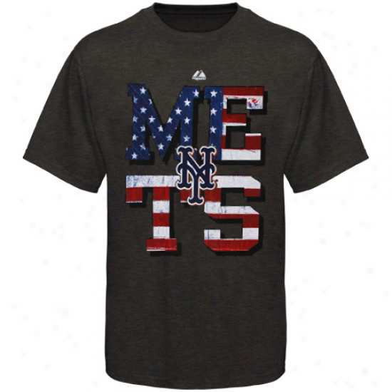 Maajestic New York Mets Star Spangled Heathered T-shirt - Charcoal