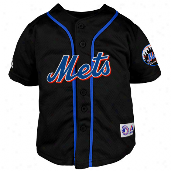 Majestic New York Mets Toddler Closehole Mesh Jersey - Black