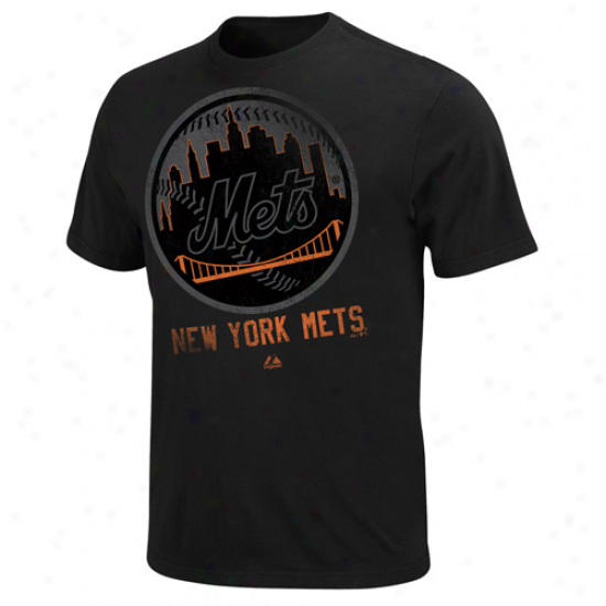 Splendid Unaccustomed York Mets Winning Sign T-shirt - Black