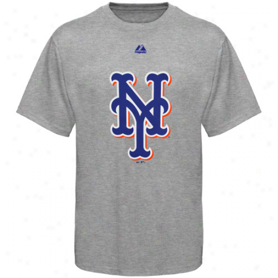 Majestic New York Mets Youth Ash Quiet Density Official Logo T-shirt