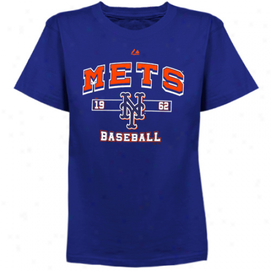 Majestic New York Mets Youth Past Time Primitive T-shirt - Royal Blue