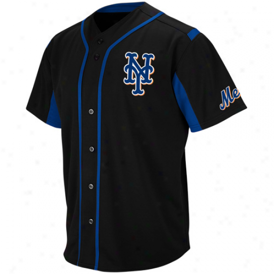 Majestic New York Mets Youth Wind-up Jersey - Black