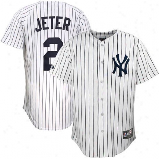 Majestic New York Yankees #2 Derek Jete rWhite Pinstripe Jersey