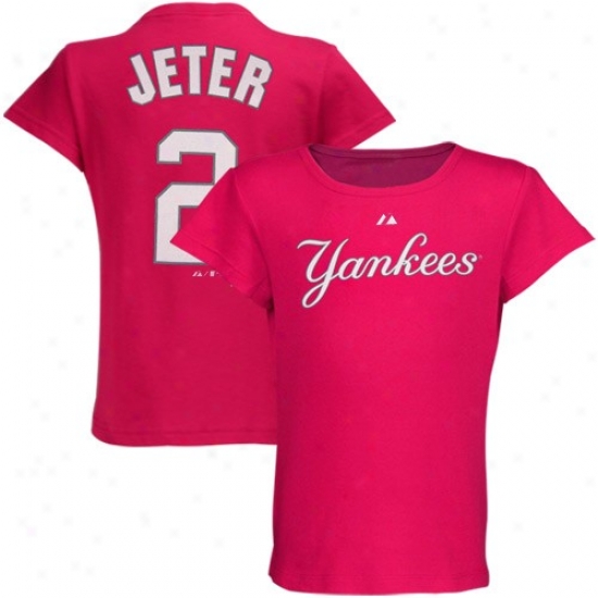 Majestic New York Yankees #2 Derek Jeter Youth Girls Stab Player T-shirt
