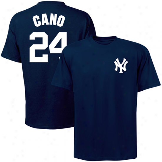 Majestic New York Yankees #24 Robinson Cano Youth Navy Blue Player T-shirt