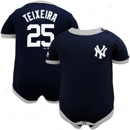 Majestic New York Yankees #25 Maark Teixeira Infant Navy Blue-gray Player Creeper