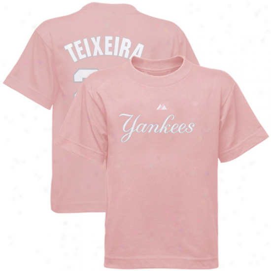 Majestic Recent York Yankees #25 Mark Teixeira Ykuth Girls Pink Player T-shirt-
