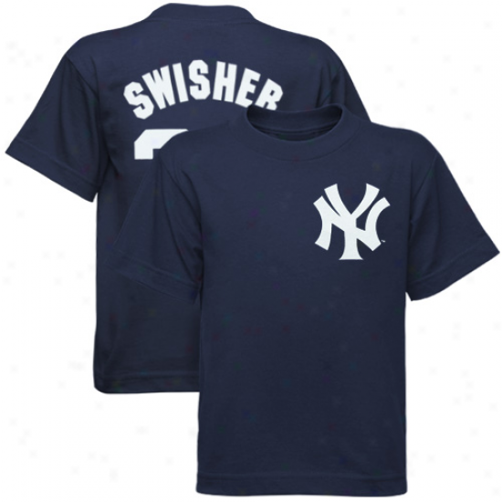 Splendid New York Yankees #33 Nick Swisher Youth Navy Blue Player T-shirt