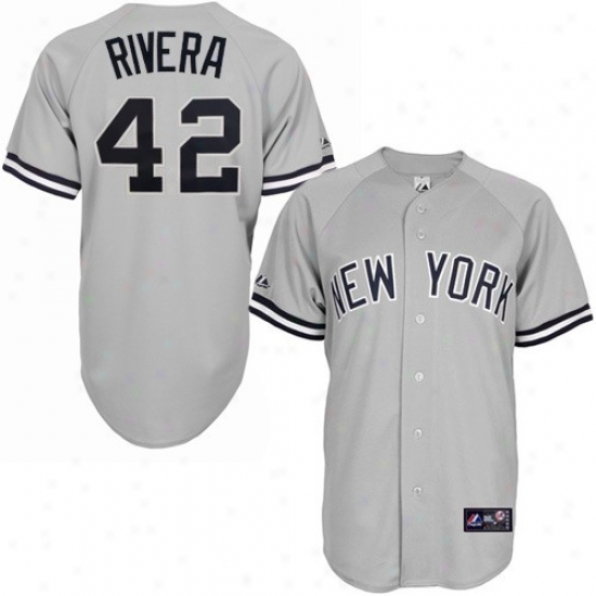 Majestic New York Yankees #42 Mariano Rivera Gray Replica Baseball Jersey