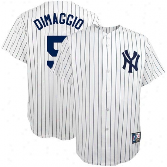 Majestic New York Yankees #5 Joe Dimaggio White Cooperstown Jersey