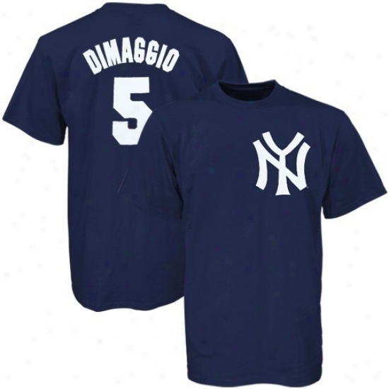 Majestic New York Yankees  #5 Joe Dimqggio Youth Navy Blue Cooperstown Player T-shirt