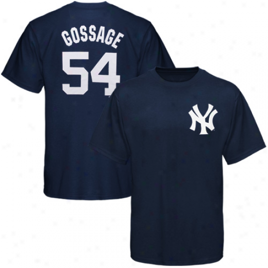 Majestic New York Yankees #54 Rich Gossage Navy Blue  Player T-shirt