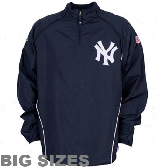 Majestic New York Yankees Big Sizes Navy Blue Cool Base Gamer Quarter-zip Performance Jacket