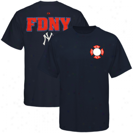 Mjaestic New York Yankees Fdny T-shirt - Navy Blue